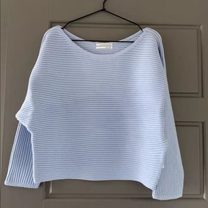 Anthropologie blue cropped sweater size L
